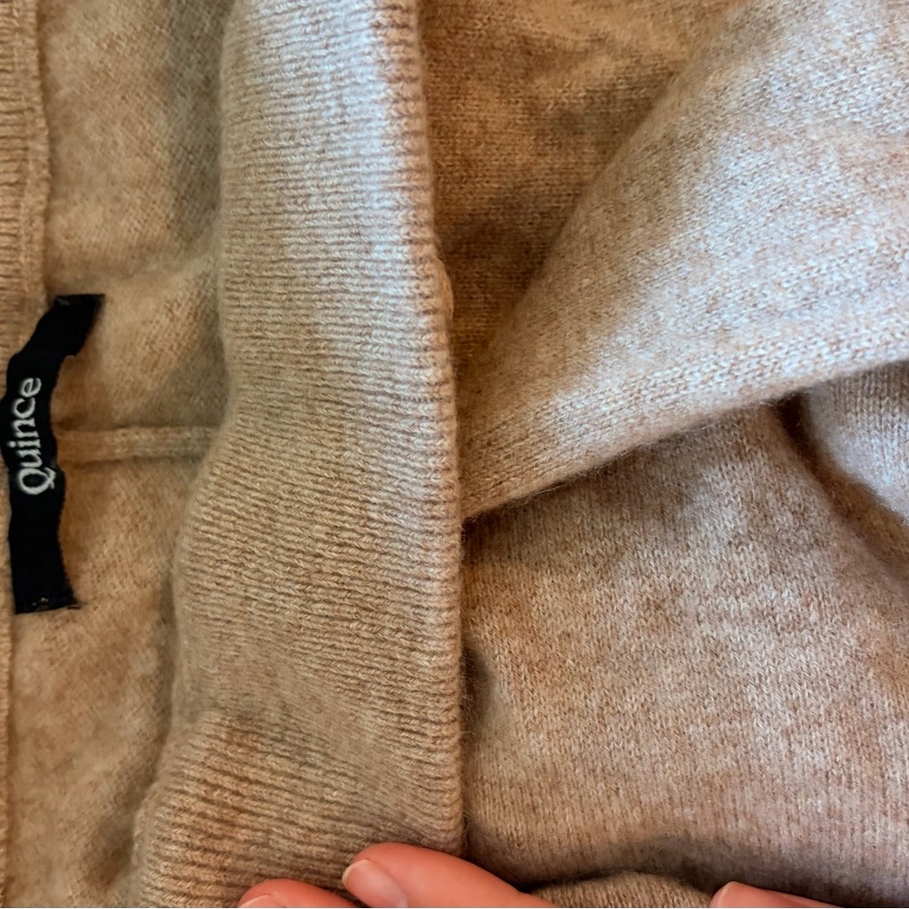 Quince Mongolian Cashmere Full-Zip Hoodie in Beige - Picture 6 of 7